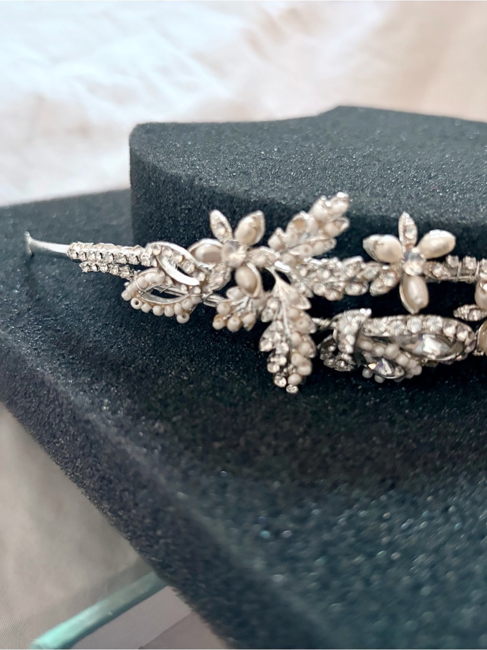 Alfred Angelo Silver Floral Crystal Hair Vine
